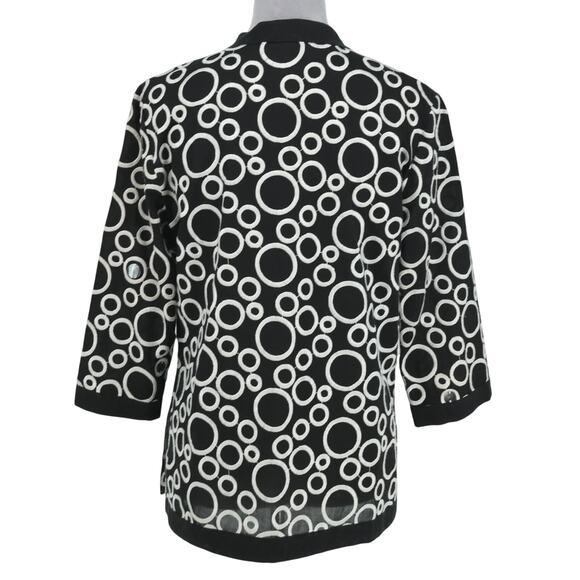 Ann Taylor Top Womens 8 Black White Embroidered Cotton Tunic Sequins Side Zip - Picture 2 of 13